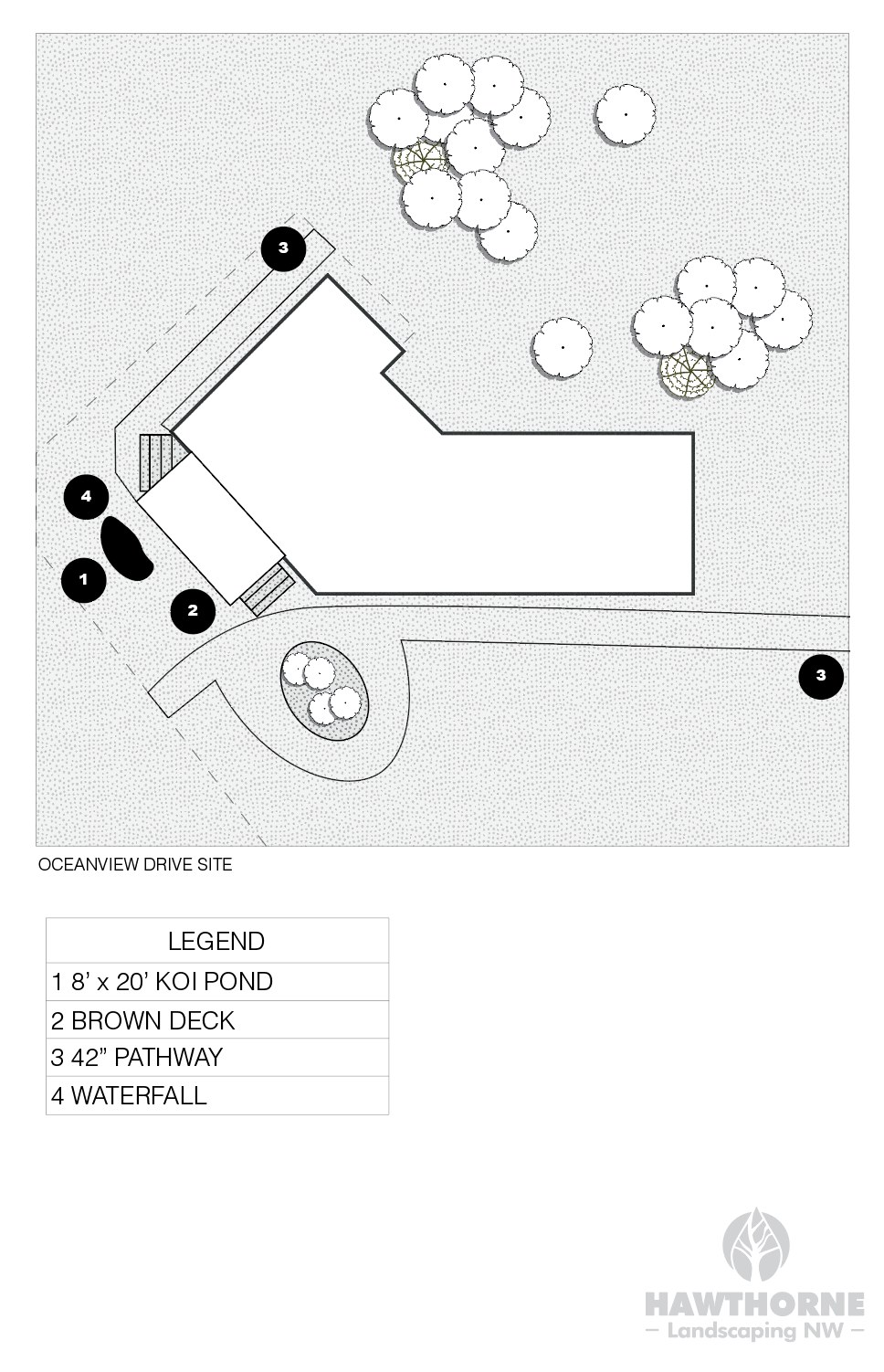 Oceanview Drive landscape site plan, designed by Bridgette